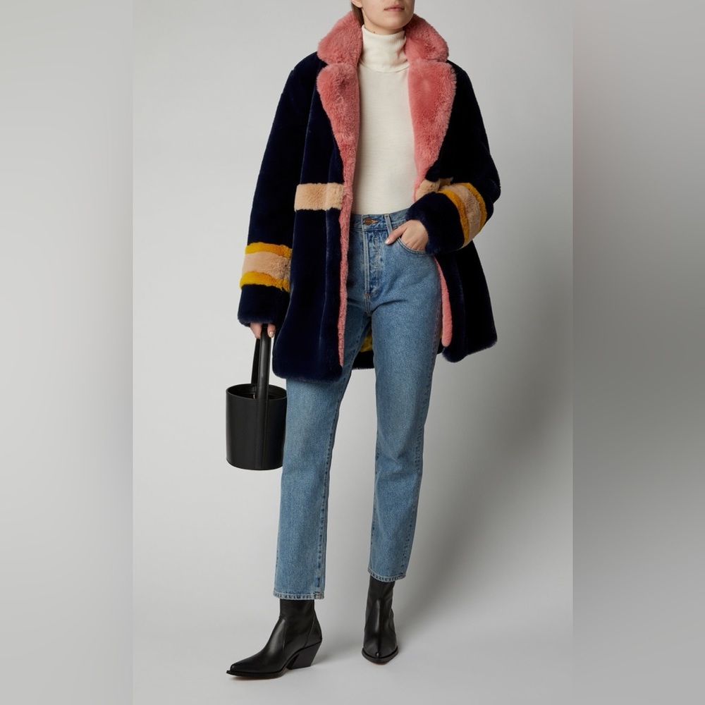APPARIS navy Lisa faux fur coat